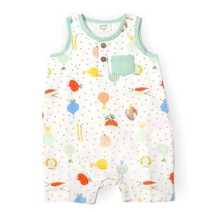 Viverano organics sleeveless romper with pocket - veggie salad